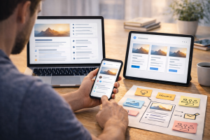 A content creator turning one idea into multiple pieces of content across different platforms