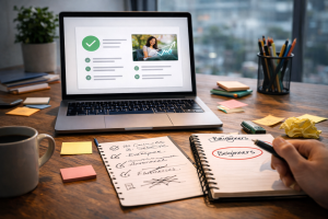 A focused beginner marketer narrowing down one audience and one simple offer.