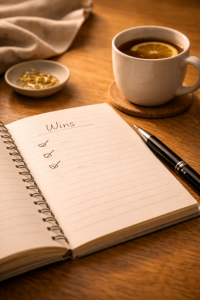 Weekly reflection and small wins to regain marketing momentum and build confidence over time