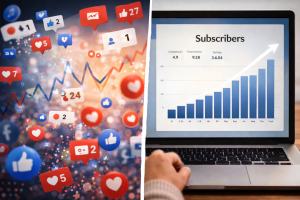 Split scene showing unstable social media reach versus stable email list growth

