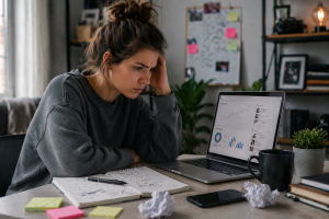 Person staring at low engagement on social media while trying to understand why their content is not working
