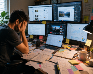 Beginner marketer overwhelmed by trying too many affiliate marketing strategies at once
