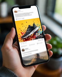 Social media ad standing out in a crowded mobile feed

