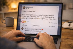 Creator using personal storytelling to connect with their online community
