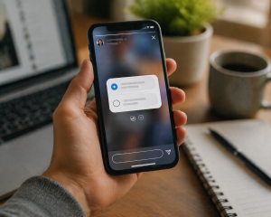 Smartphone displaying a poll-style social media post designed to encourage easy interaction.