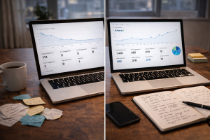 4040426 Before and after comparison showing how improved messaging boosts results