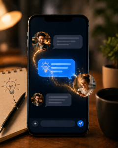 Friendly direct message exchange showing a helpful tip being shared.
