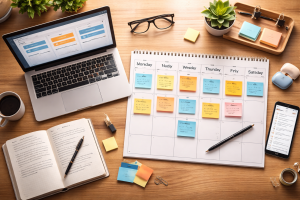 5070426 Weekly content planning setup showing an organized and consistent workflow.