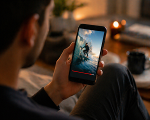 Viewer watching a short-form social media video nearly to the end