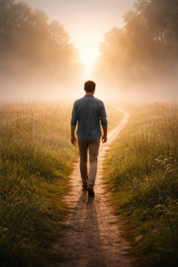 Person moving forward on a clear path after gaining clarity in their niche.
