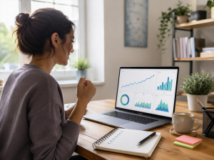 Beginner marketer feeling confident after improving Facebook ad campaign performance.
