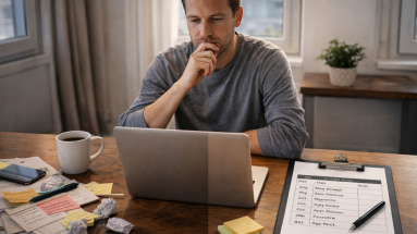 Content creator organizing a content strategy to turn followers into buyers