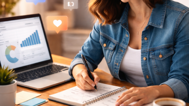 Beginner content creator building a personal brand from a home office