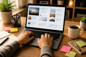 Creator making educational content to build an online audience with helpful tips and tutorials.

