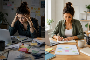 Before and after transformation using storytelling techniques in marketing
