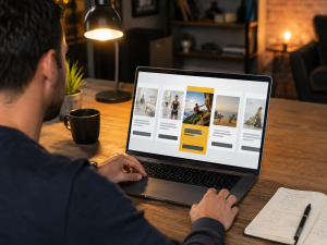 Marketer testing different Facebook ad creatives to improve click through rate.
