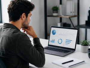 4190526 Beginner reviewing analytics to improve online business growth habits