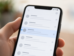 Short email subject lines displayed on a smartphone inbox

