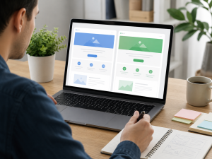 Two landing page versions being compared for Facebook ad split testing.

