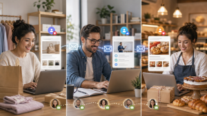 Different types of businesses using email marketing to connect with customers and drive sales.