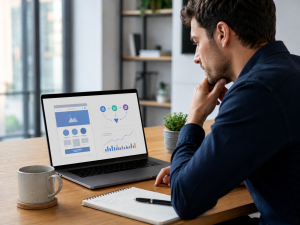 Marketer preparing a smart and gradual Facebook ads scaling strategy.