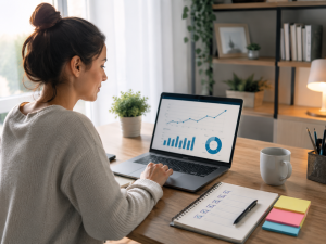 Marketer reviewing improving Facebook ad testing results before scaling a campaign.
