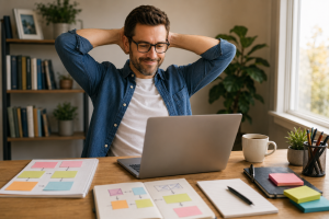 Marketer feeling confident after using copywriting frameworks to write better ads.

