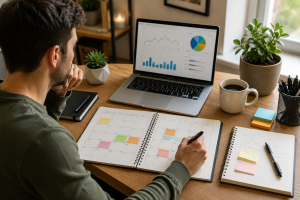 6210526 Content creator planning and testing a niche idea with a 30-day validation calendar.