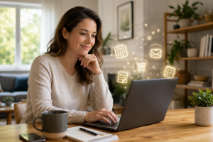 Person using AI uses in daily life to organise tasks, reminders, and emails.