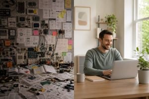 Visual comparison of product features and customer benefits in digital marketing
