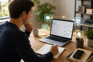AI virtual assistant helping with emails, reminders, and daily planning.