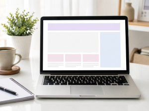 Clean website setup on a laptop for online business and website marketing.
