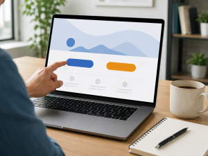 Person comparing call to action buttons during a marketing experiment
