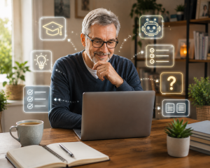 4020726 AI virtual assistant helping a beginner learn new skills online