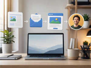 4120626 Simple email marketing funnel showing how beginners guide readers through digital marketing steps.