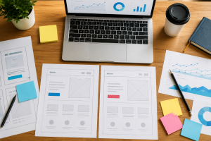 Landing page wireframes used for conversion rate optimization testing
