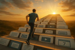 4200626 Beginner marketer building momentum through a consistent content schedule.