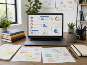 5140626 Digital marketing books for beginners with SEO, content, and social media planning notes