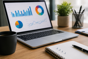 Marketer reviewing metrics as one of the habits of profitable marketers
