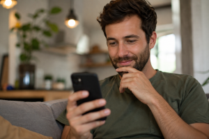 A person stopping to view an authentic advertising message on social media
