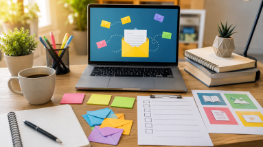 Beginner-friendly workspace showing lead magnet ideas for growing an email list
