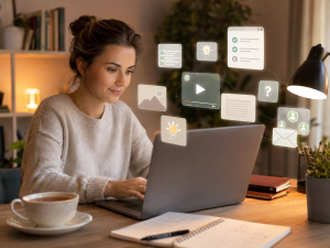 1050726 Marketer sharing helpful content first to build trust with your audience before making an offer.