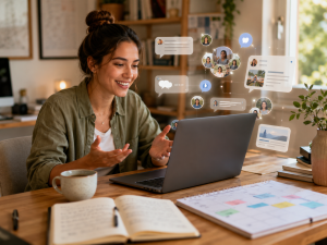 Beginner marketer using Facebook organic marketing to build trust and attract traffic.