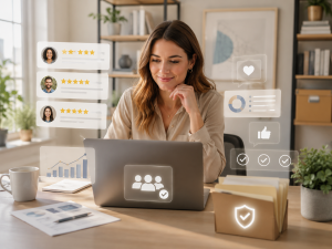 3050726 Trust signals in marketing shown through testimonials, reviews, feedback, and proof.