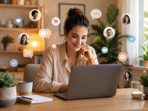 Marketer building relationships with an audience through helpful replies.
