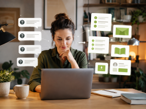 3130726 Marketer creating helpful content to solve specific audience problems.
