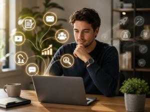 Beginner marketer building skills instead of chasing shortcuts online.

