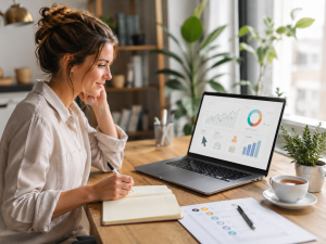 Marketer tracking marketing numbers to improve daily business results.

