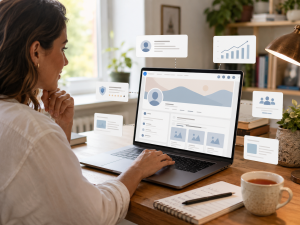 Marketer optimising a Facebook profile to build trust with visitors
