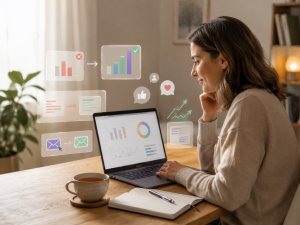 Marketer using feedback to improve internet marketing results.

